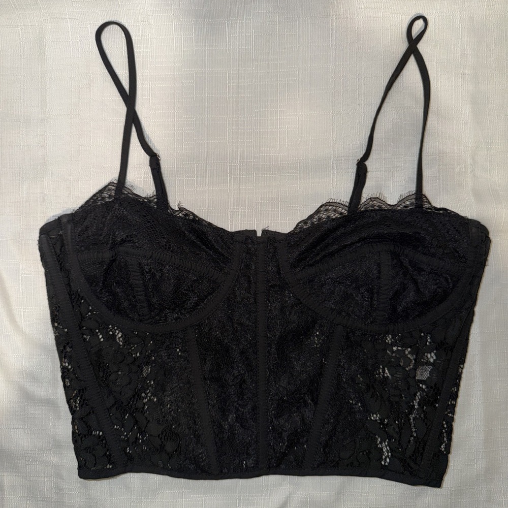 Altar'd State Lace Bustier Corset Top Black Lingerie Size S Goth 90s Y2K Vampy